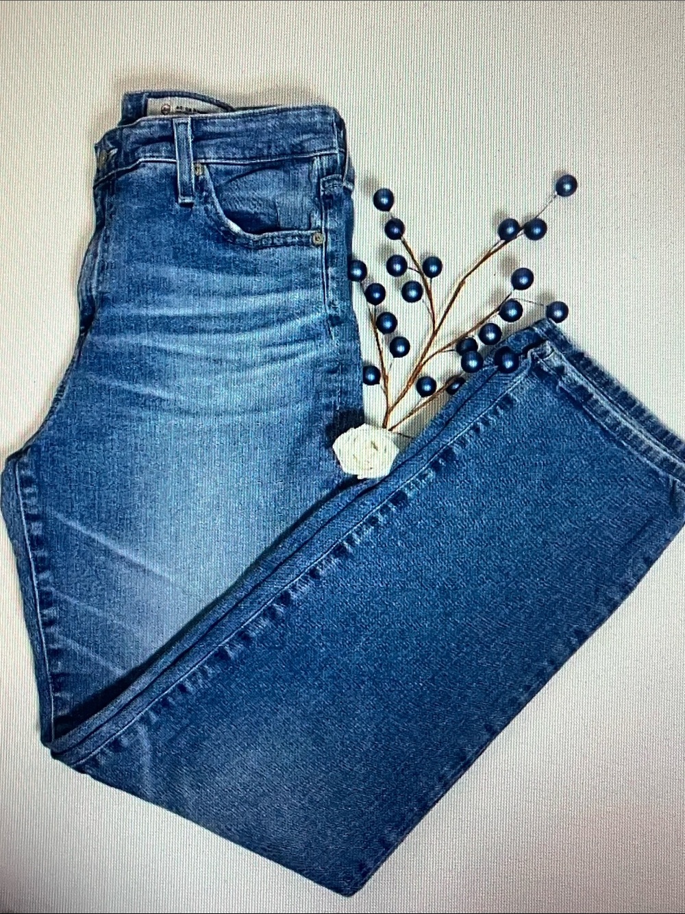 Ag Adriano Goldschmied Straight Leg Jeans in Faded Blue